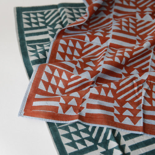 Blockprint Handkerchief Red